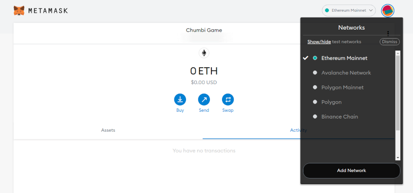 Add new chain to metamask