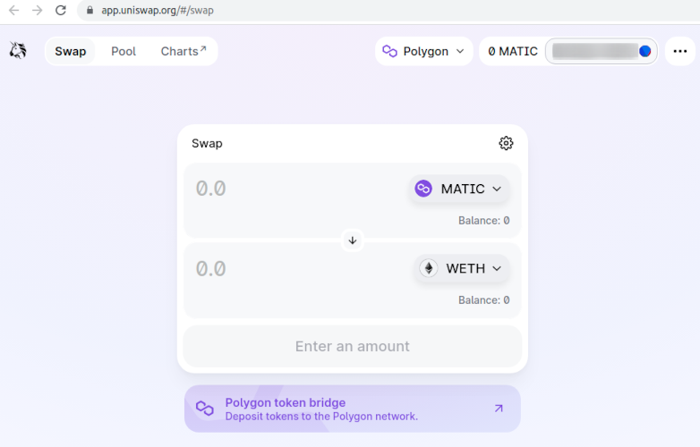 Exchange MATIC to wETH on Polygon