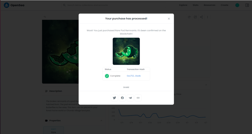 Opensea trade confirmed