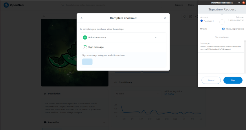 Sing unlocked currency on opensea